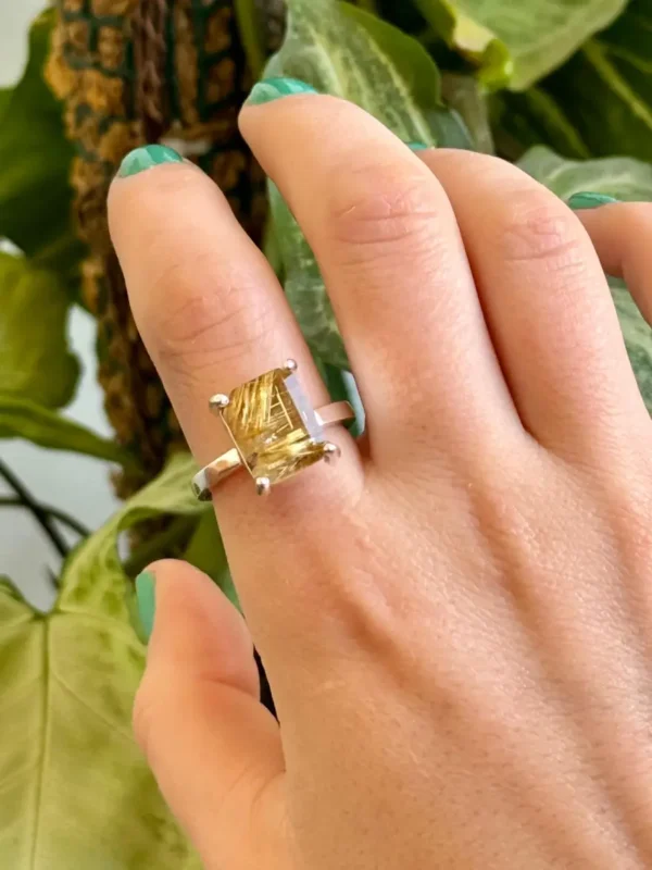 Anillo Cuarzo Turmalinado N° 19