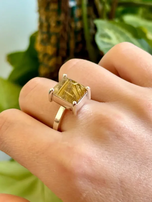 Anillo Cuarzo Turmalinado N° 19