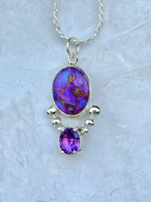 Colgante Amatista y Turquesa Mojave Purpura