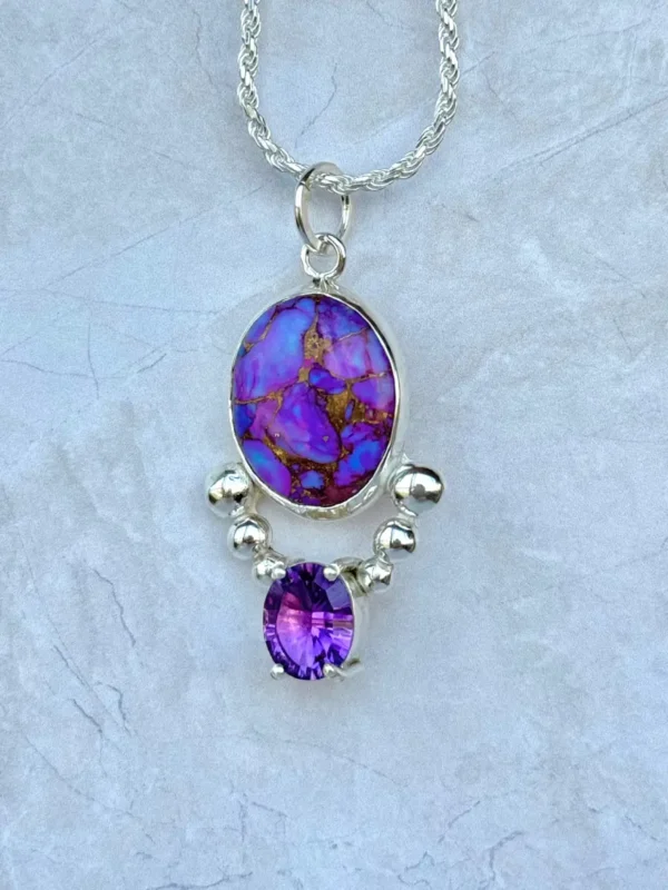 Colgante Amatista y Turquesa Mojave Purpura