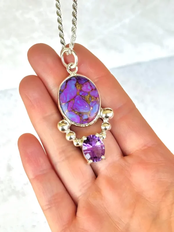 Colgante Amatista y Turquesa Mojave Purpura