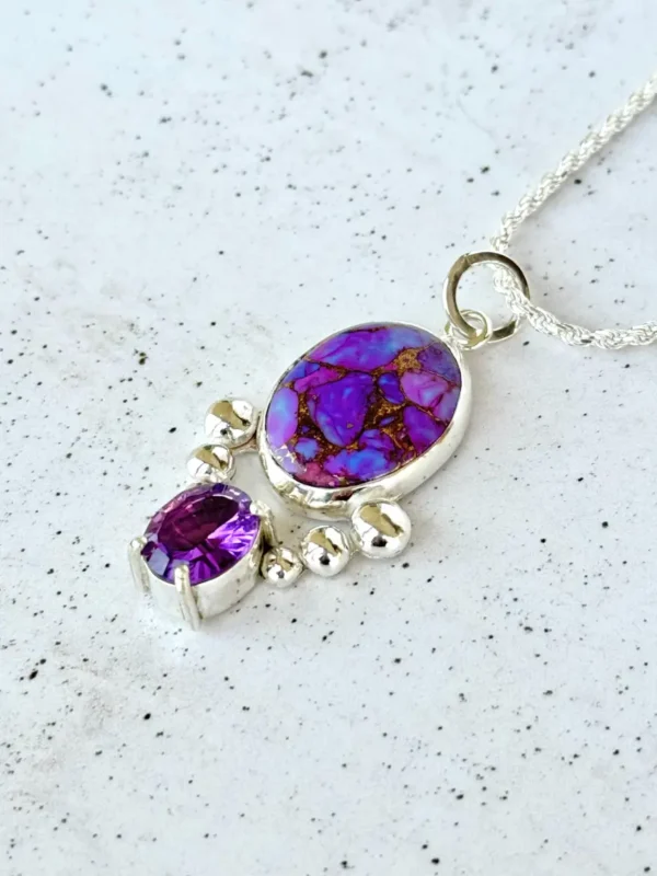 Colgante Amatista y Turquesa Mojave Purpura