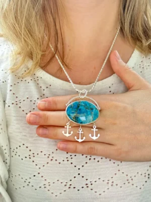 Colgante Apatita Azul Océano