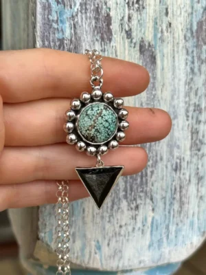 Colgante Luna Turquesa Tibetana Obsidiana