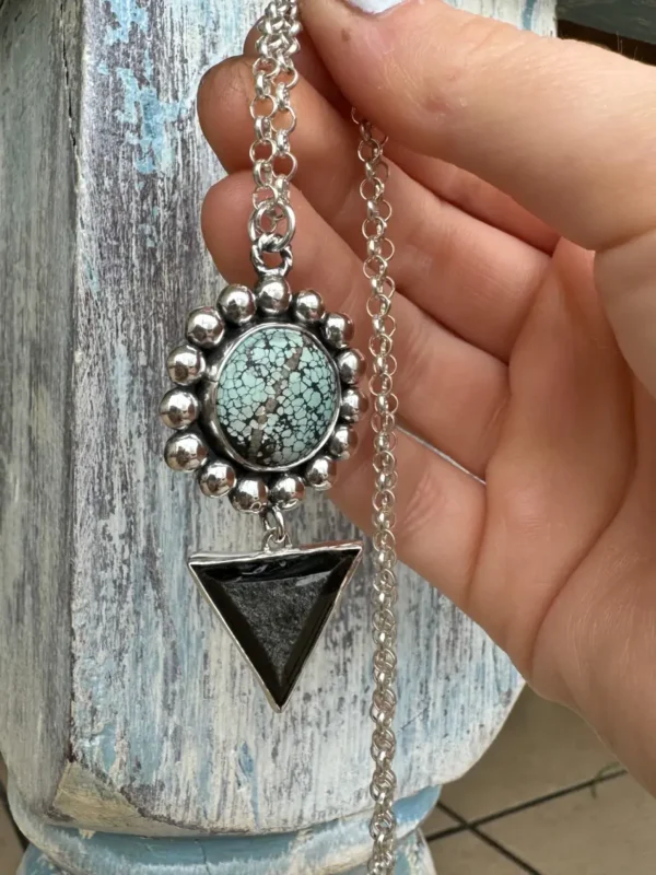 Colgante Luna Turquesa Tibetana Obsidiana