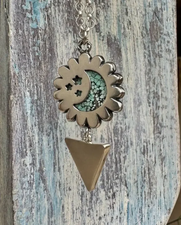 Colgante Luna Turquesa Tibetana Obsidiana