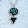 colgante-turquesa tibetana obsidiana plateada Portal Lunar