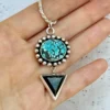 colgante-turquesa tibetana obsidiana plateada-2 Portal Lunar